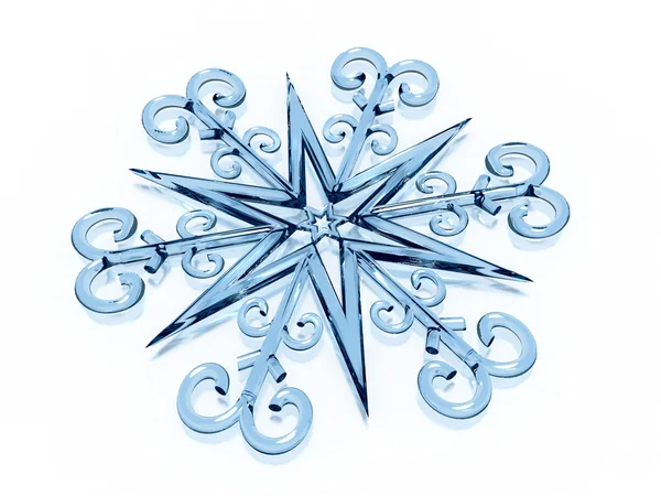 Icy snowflake on white background — Stock Photo, Image