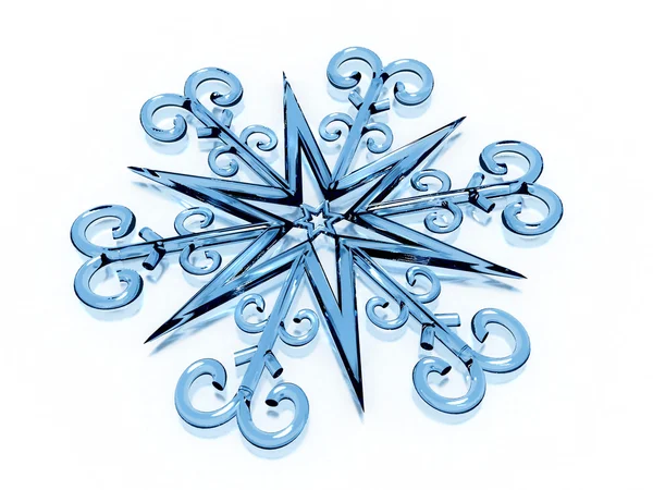 Icy snowflake on white background — Stock Photo, Image