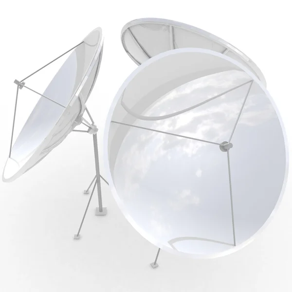 3D satellietschotel geïsoleerd op witte achtergrond — Stockfoto