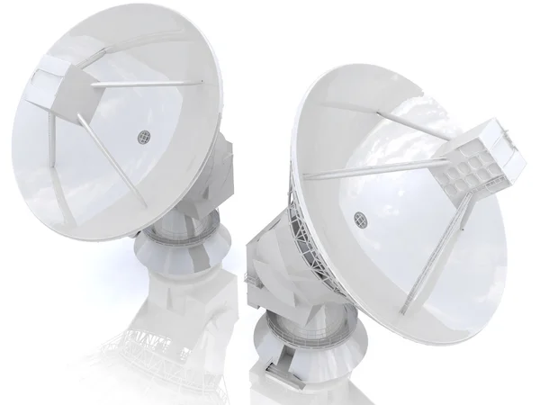 3D anteny satelitarnej na białym tle — Zdjęcie stockowe