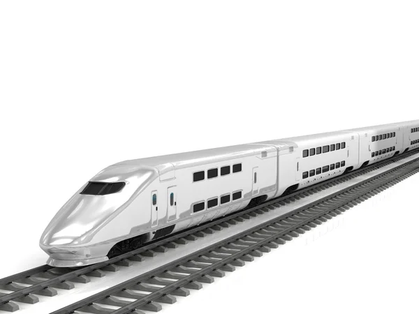 Beyaz arka plan üzerinde izole bükülmüş tren. 3D render — Stok fotoğraf