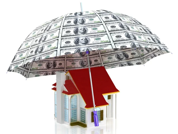 Proteção da propriedade com guarda-chuva de 100 dólares — Fotografia de Stock
