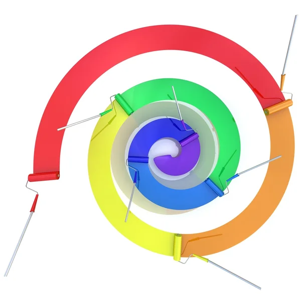 3D regnbue spiral med ruller - Stock-foto