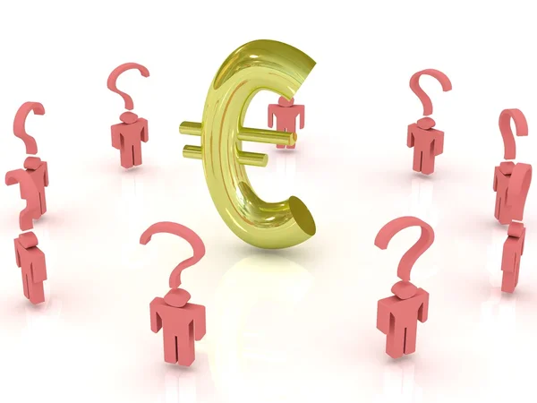 Simbolo euro arrotondato con domande — Foto Stock