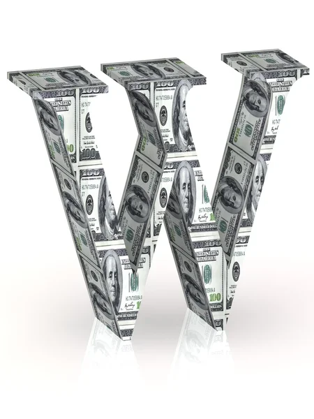 Letter W 100 dollar wrapped. — Stock Photo, Image