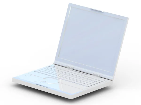 Ordinateur portable unique PC tourné sur fond blanc — Photo