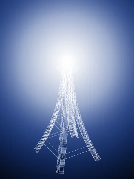 3D komunikace Anténní věž — Stock fotografie
