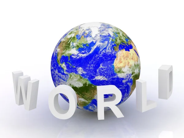 Wereld tekst met globe. — Stockfoto
