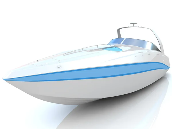 Beyaz bir arka plan üzerinde izole 3d beyaz sürat teknesi — Stok fotoğraf