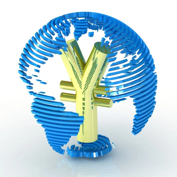 Abstrakter Globus mit Yen-Symbol im Inneren. — Stockfoto