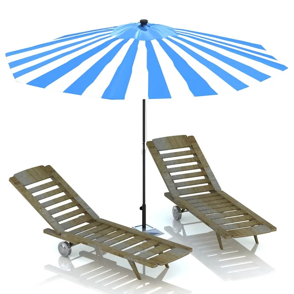 Paraguas y cama a ras de suelo — Foto de Stock