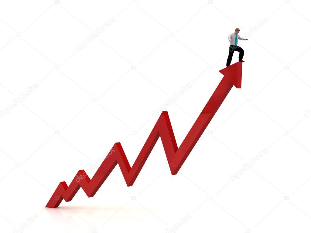 Growing business graph with a man