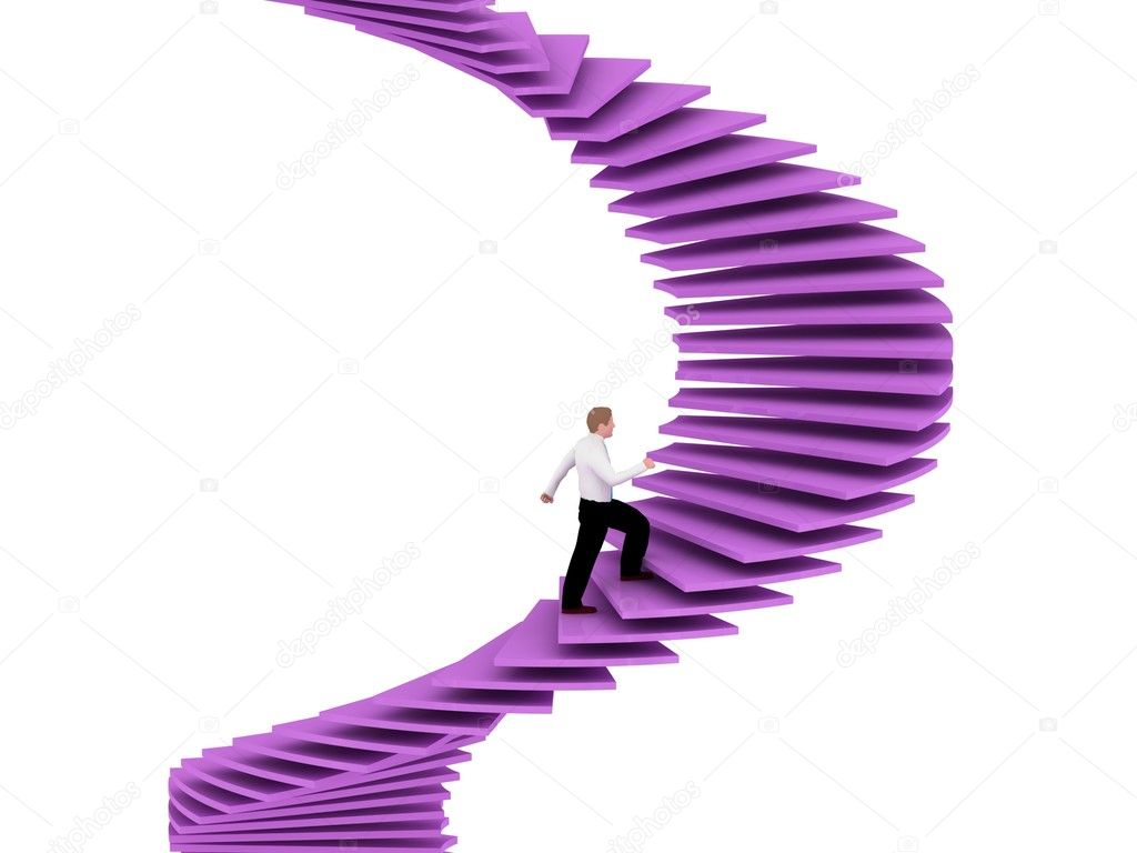 Man goes on the stairs