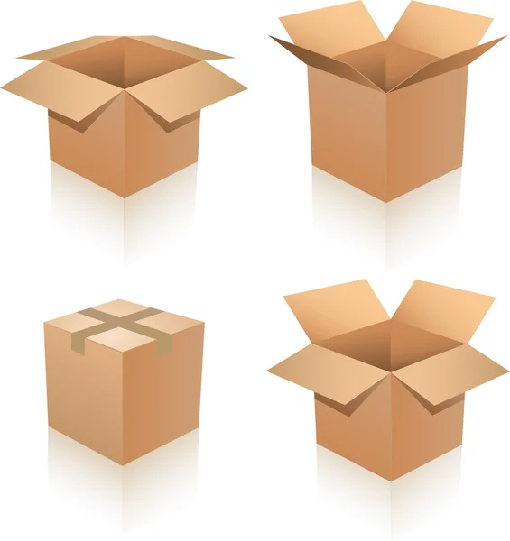 Set of cargo cardboard boxes — Stock Vector