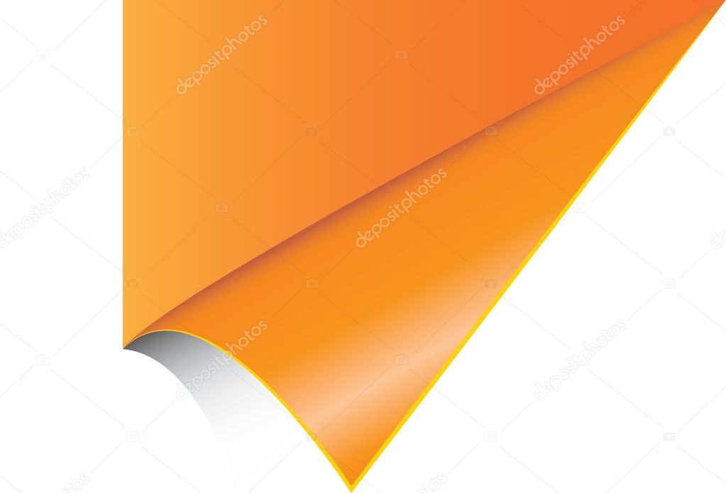 White page curled corner orange