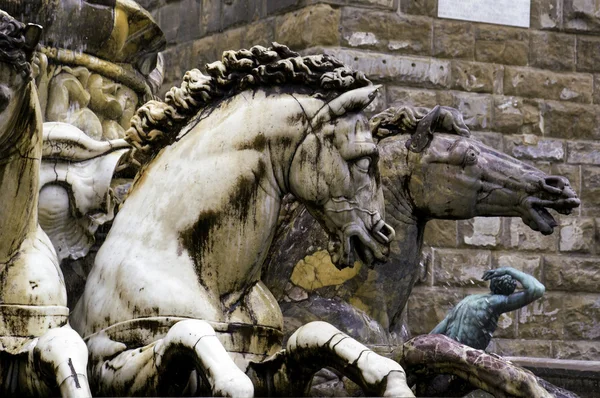 托斯卡纳意大利佛罗伦萨 firenze de la signoria 广场的喷泉雕像详细 — 图库照片