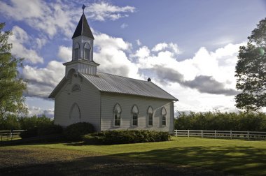 Old white rural church clipart
