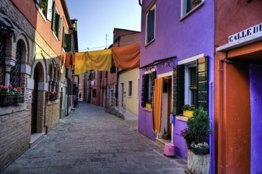 Street scene in Burano Italy clipart