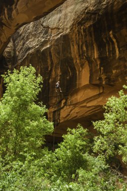 uçurumdan rappelling adam