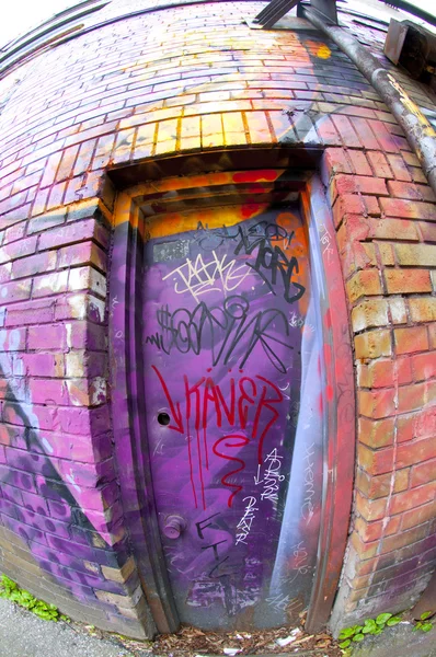 Graffiti Entrance Fisheyed — Stock Photo, Image