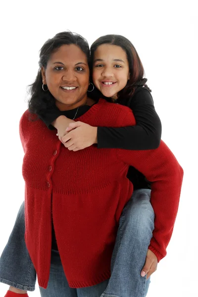 Vrouw en dochter op witte achtergrond — Stockfoto