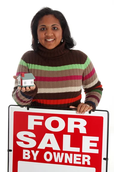 Nő értékesítés otthon — Stock Fotó