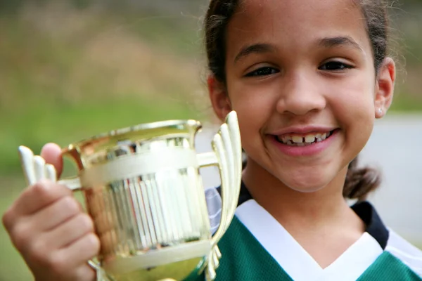 Girl With Trophy — Stock Photo, Image