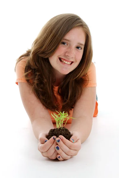 Nastolatka z roślin — Zdjęcie stockowe
