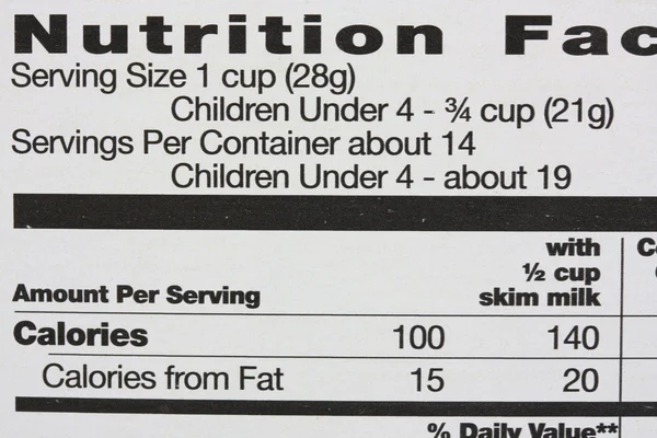 Nutritional Information — Stock Photo, Image