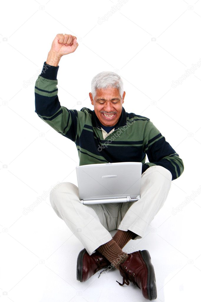 Senior Man On Laptop
