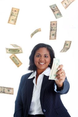Businesswoman with Money clipart