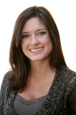 Beyaz arka plandaki kadın