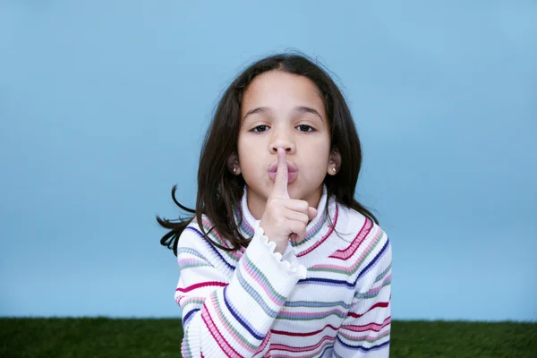 Girl Quiet Sign — Stock Photo, Image