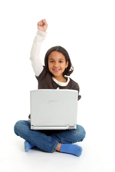 Dívka s počítačem — Stock fotografie