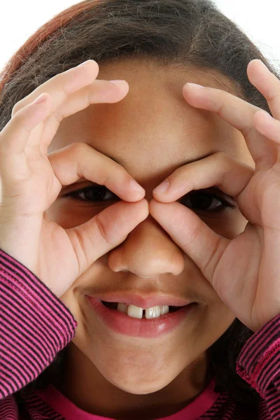 Criança com óculos falsos — Fotografia de Stock