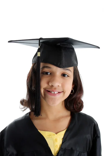 Graduierung Mädchen auf weißem Hintergrund — Stockfoto