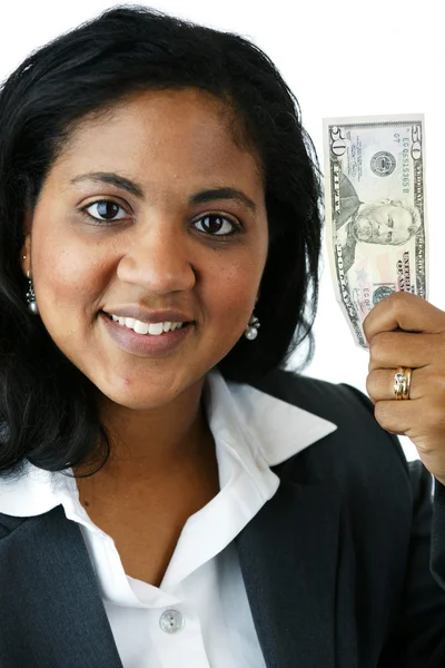 Iş kadını para ile — Stok fotoğraf