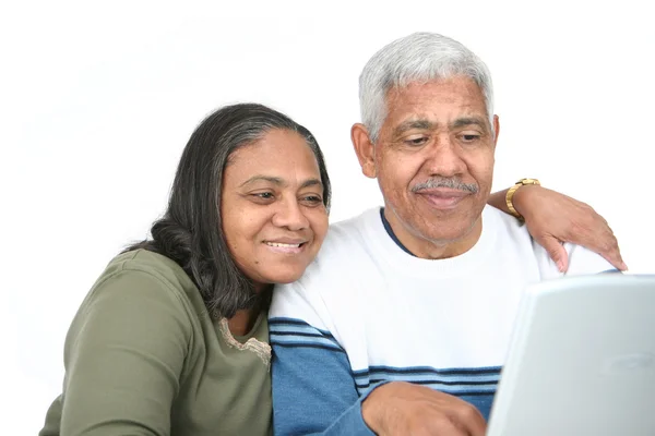 Senioren op computer — Stockfoto
