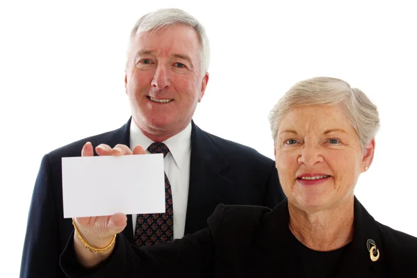 Senior Couple Holding Sign — Stock Photo, Image