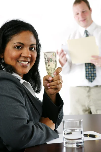 Iş kadını para ile — Stok fotoğraf
