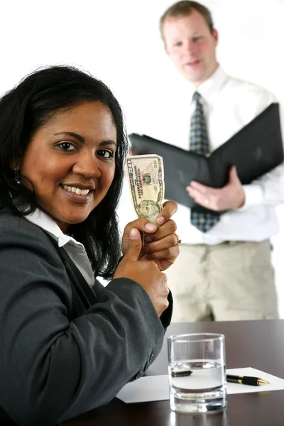 Affärskvinna med pengar — Stockfoto