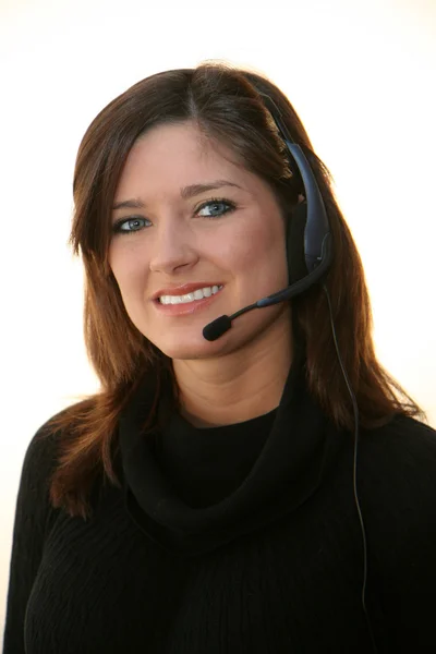 Woman On Headset — Stock Photo, Image