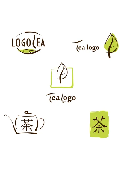 Çay marka logosu, simge ve hiyeroglif illüstrasyon — Stok Vektör