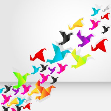 Origami bird flying clipart