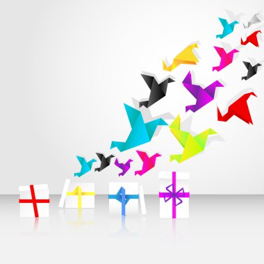 Origami bird flying clipart