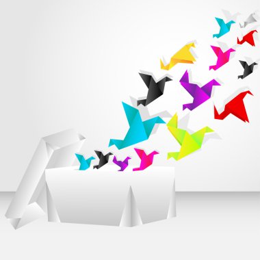 Origami bird flying clipart