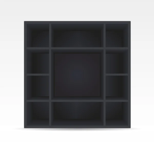 3D svart bokhylla — Stock vektor