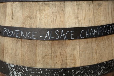 Wooden Wine Barrel With Names Of French Wine Regions clipart