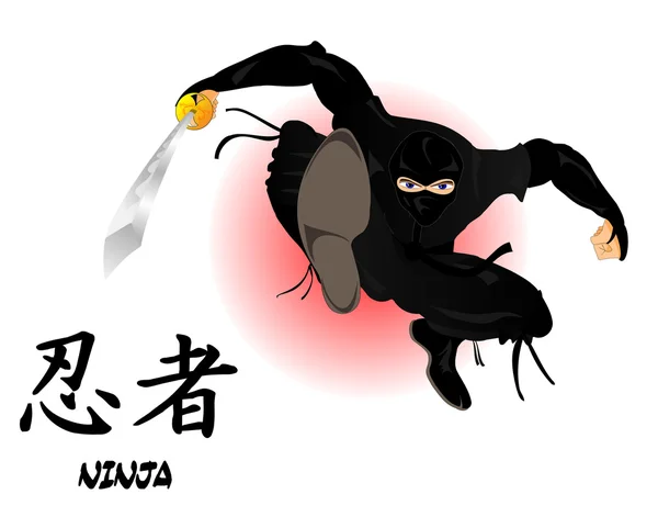 Ninja krijger met katana — Stockvector