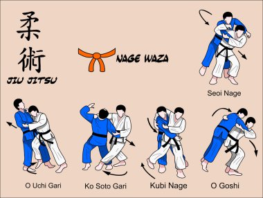 Judi and Jiu jitsu Martial art Techniques clipart
